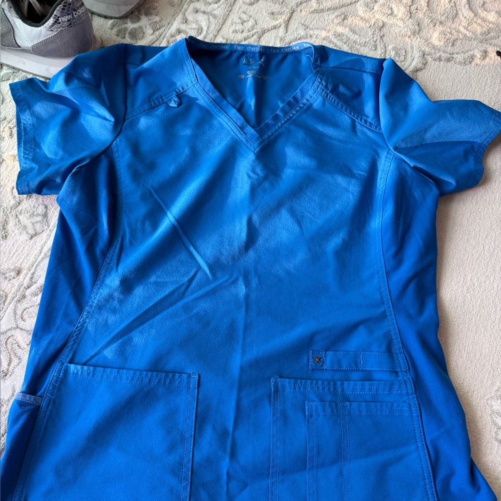 Blue V-Neck Scrub Top